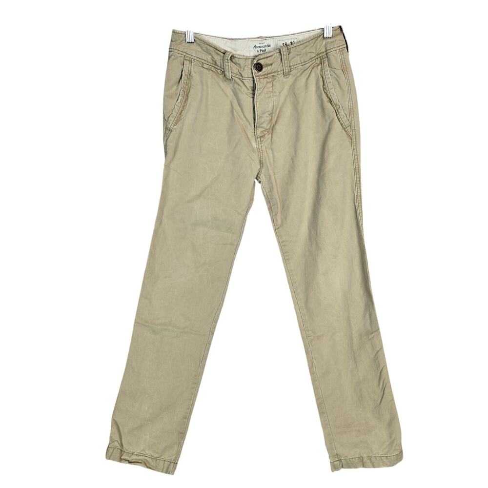 Abercrombie & Fitch Men's Chino Tan Khaki Pants 28 Cotton Neutral Earthy Casual